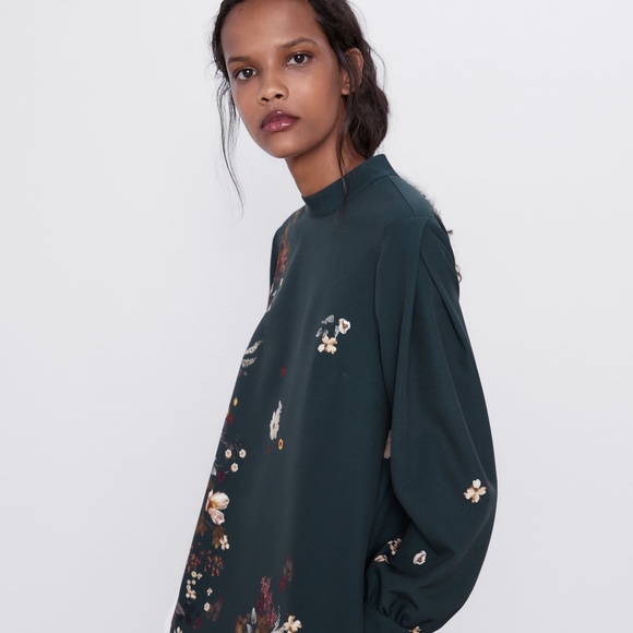 Zara voluminous printed mini dress XS New - Picture 12 of 16